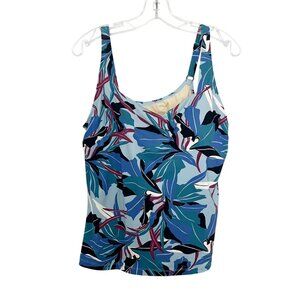 Alaskan Hardgear Duluth Trading Blue Floral Tankini Swim Top - Size 14